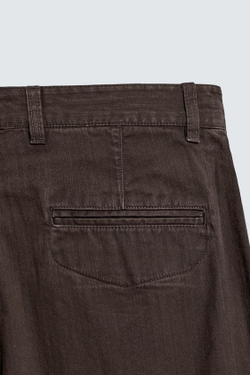 ZARA БРЮКИ RELAXED FIT С КАРМАНОМ-КЕНГУРУ, КОРИЧНЕВЫЙ