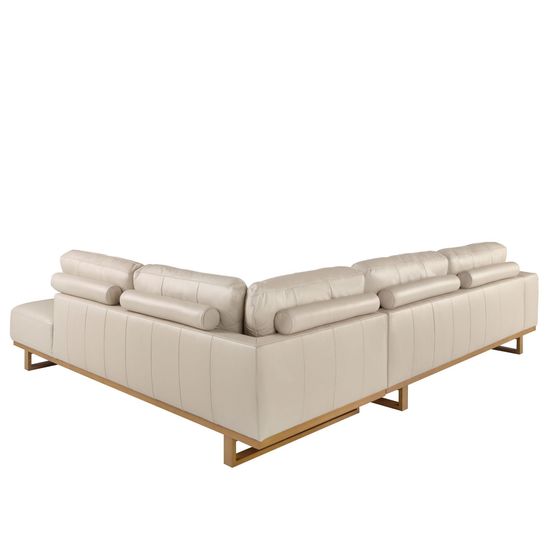 Угловой диван с правым шезлонгом 6203/5603-R-T541011 из песочной кожи