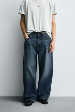 ZARA ДЖИНСЫ BAGGY FIT, СИНИЙ