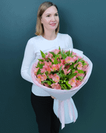 Букет альстромерия розовая,9 веток(00345)