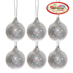 Новогодние шары 4 см (набор 6 шт) "Блестящее напыление", серебро (Серпантин)