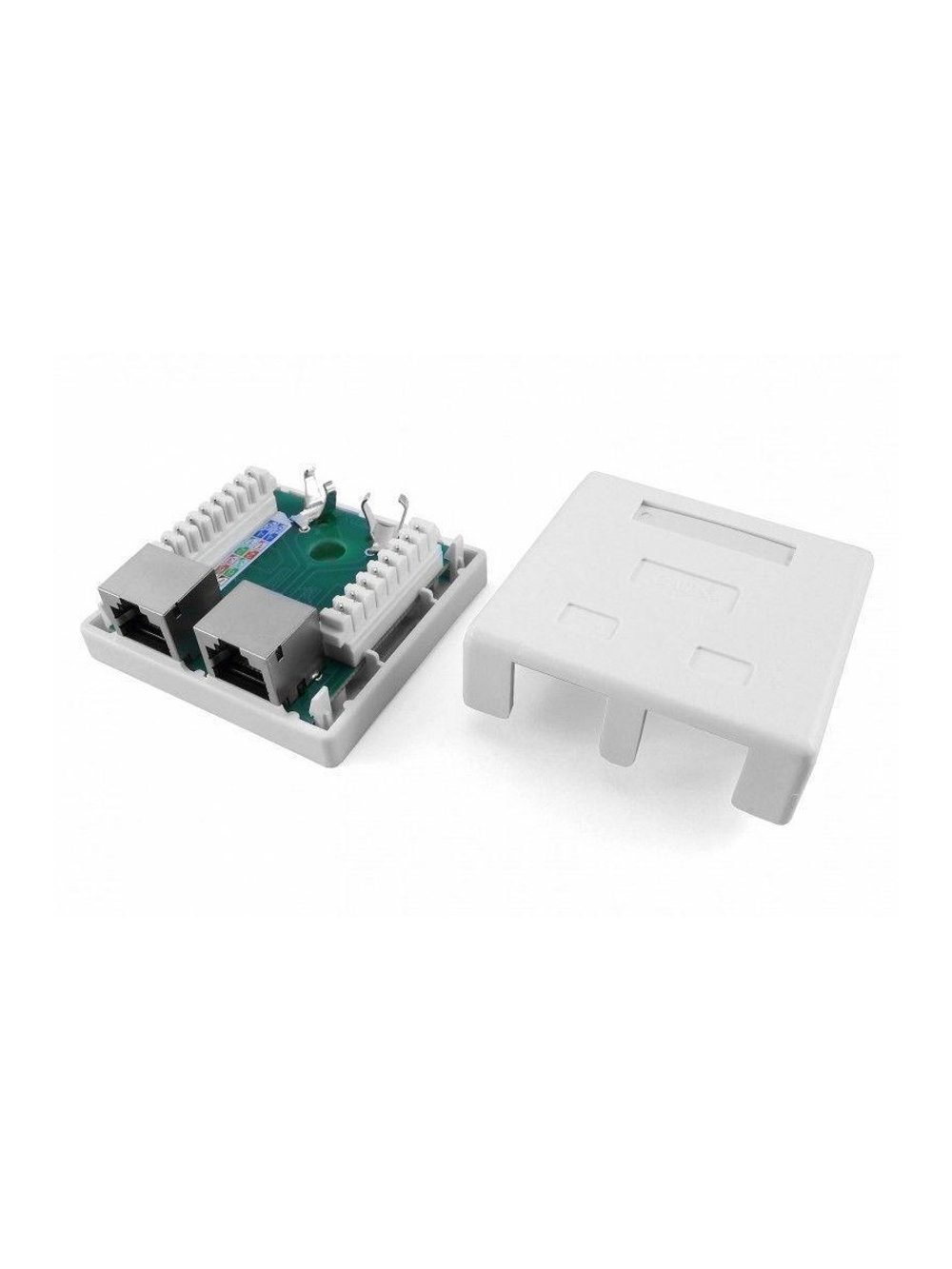Розетка компьютерная 2-м ОП SB1-2-8P8C-C5e-SH-WH RJ45 (8P8C) кат.5E экранир. Dual IDC Hyperline 430233