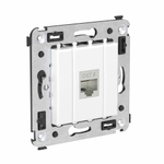 Компьютерная розетка RJ-45 без шторки в стену, кат.6 одинарная экранированная, "Avanti", "Белое облако"