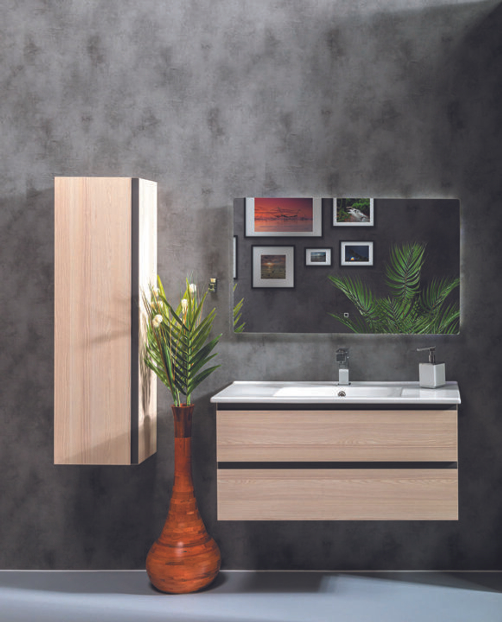 Тумба без раковины Armadi Art Capolda 100 антрацит light wood