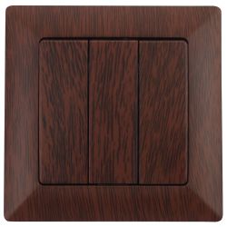 4-106-10 Intro Выключатель тройной, 10А-250В, СУ, Solo, венге