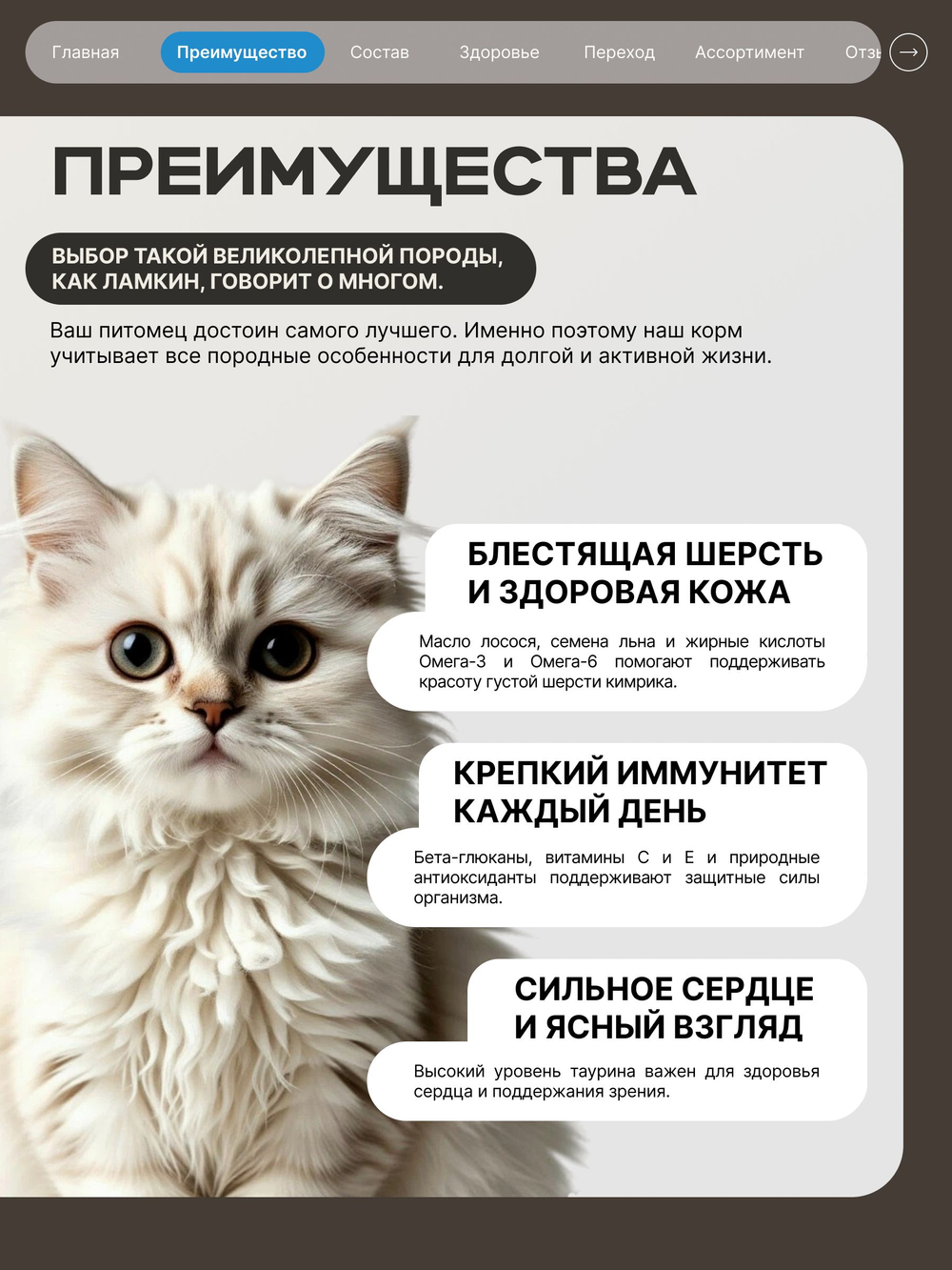 Корм сухой для взрослых кошек породы Ламкин, с лососем, 2 кг, QUATTRO
