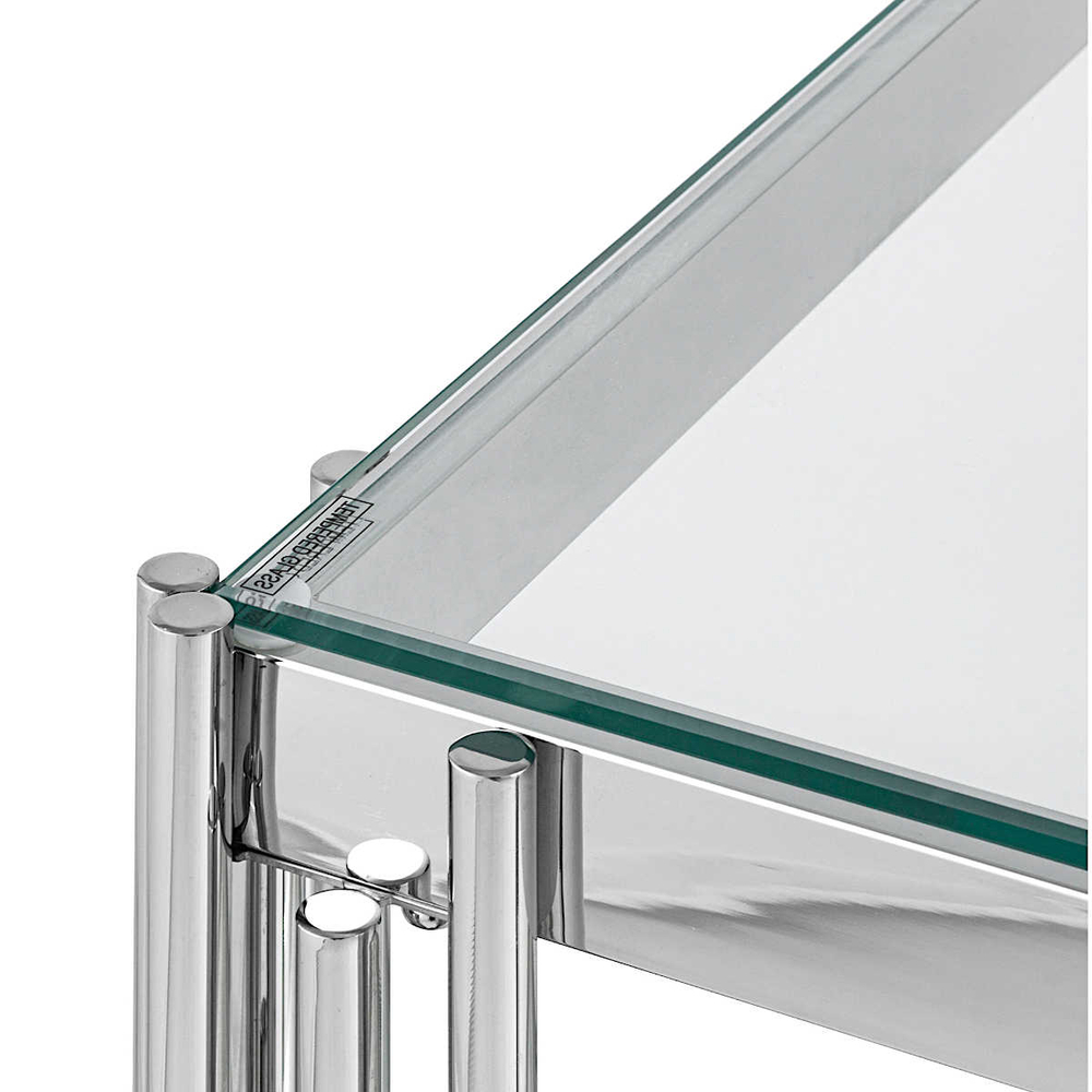 Столик журнальный LA ALTA CONTI прозрачное стекло 55*55*55, каркас серебро