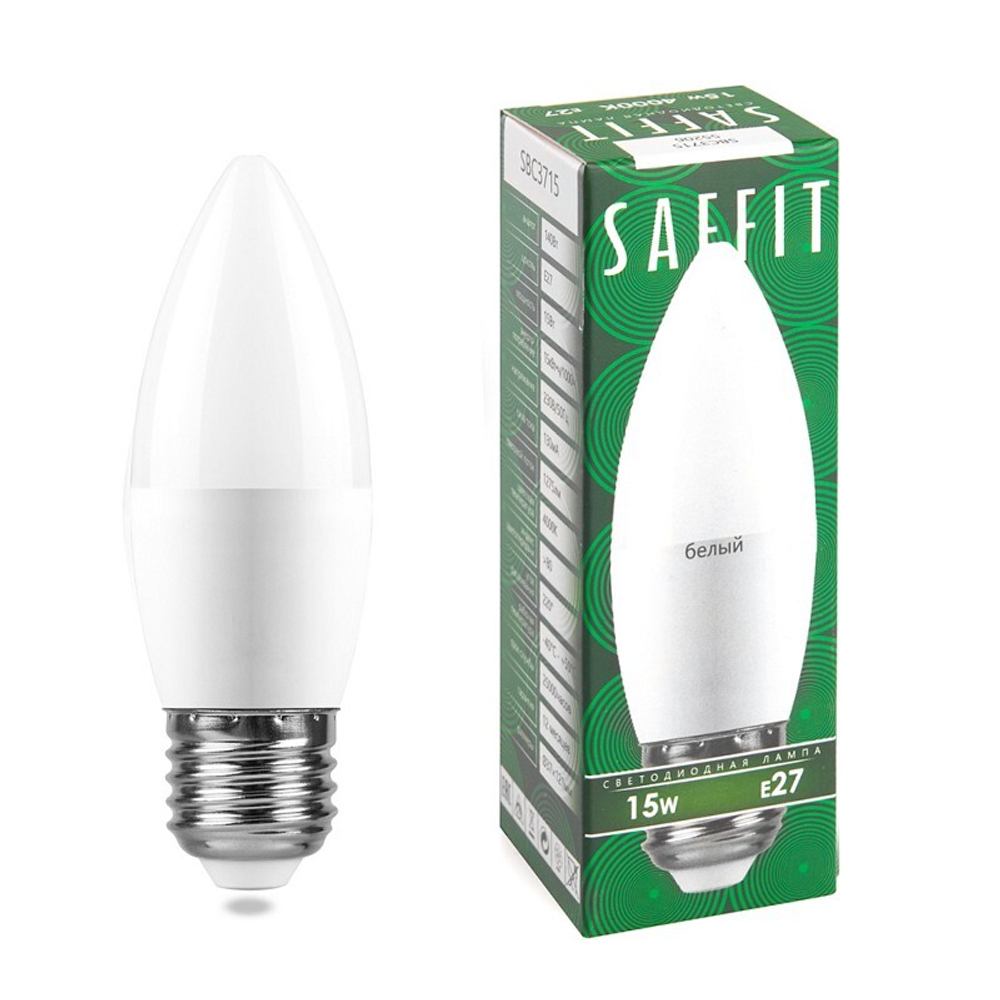 Лампа светодиодная. 15W 230V E27 4000K C37. SBC3715