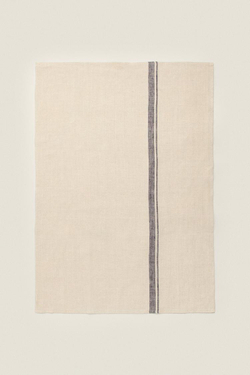 ZARA HOME ПОЛОСАТОЕ ЛЬНЯНОЕ ПОЛОТЕНЦЕ, БЕЖЕВЫЙ