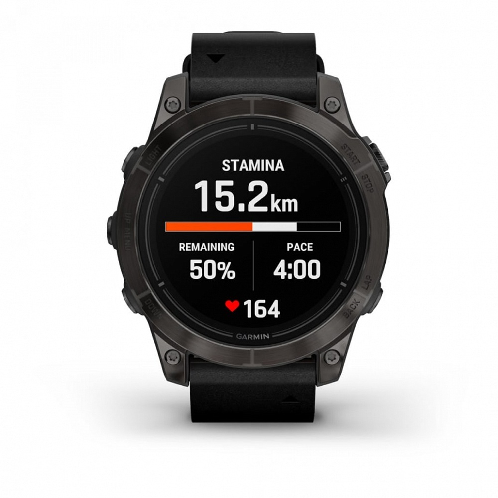 Смарт часы Garmin Epix Pro (Gen 2) Sapphire Edition 47 мм, титановый, угольно-серый DLC, черный кожаный ремешок