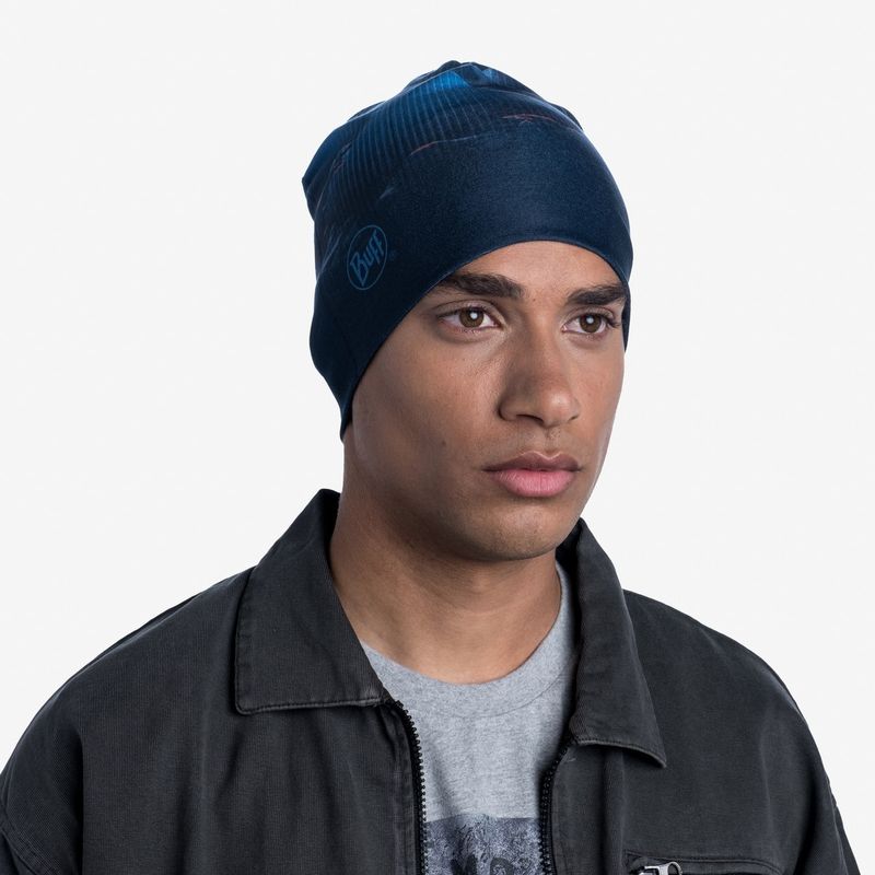 Тонкая теплая спортивная шапка Buff Hat Thermonet S Wave Blue Фото 2