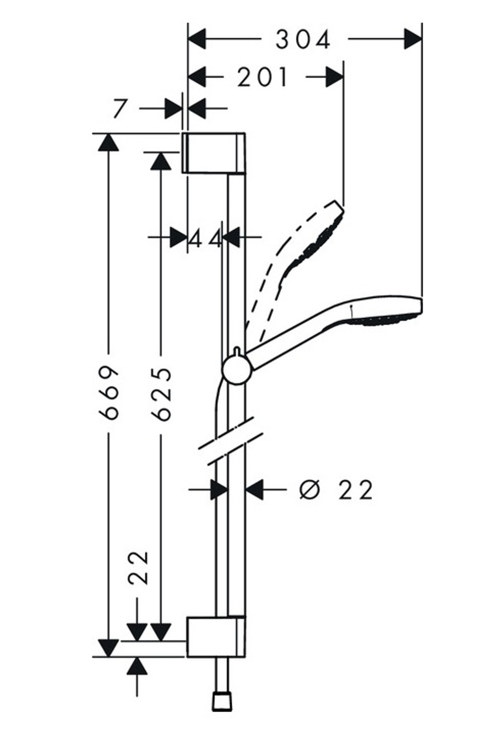 Душевой набор Hansgrohe Croma Select S Хром Белый (26561400)