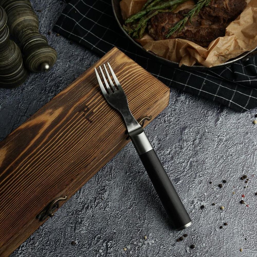 Набор для стейка нож+вилка "Vintage   Premium" дерев. футляр Pakka Black P.L. Proff Cuisine