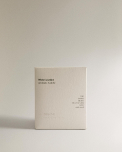 Zara Home Свеча ароматическая White Jasmine 200 г, растительный воск, аромат цветочный, Розовый