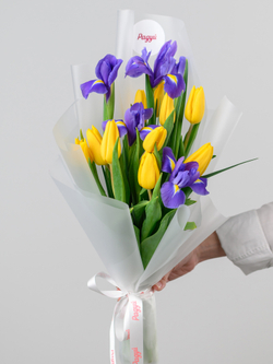 Дуо букет Ирисы и Тюльпаны