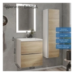Тумба с раковиной Uperwood Barsa 50 см, раковина белая, подвесная тумба белая/дуб сонома