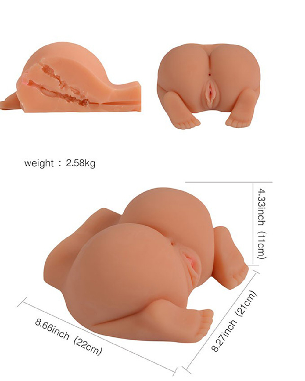 Телесный мастурбатор вагина полуторс 21,5х10х23,5см Xise SHEQU Maid Buttock Sex Toy