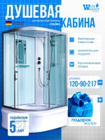 Душевая кабина WeltWasser  WW500 HALLE 1202 R 120х90 см,  прозрачное стекло, поддон низкий, крыша, правосторонняя