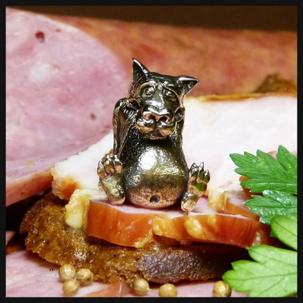 Бусина "Обжора" для темляков или браслетов , латунь