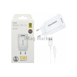 Сетевое зарядное устройство WK Kingkong WP-U118i, 1 USB-A, 10W, 2A + кабель Lightning, 1 м, белый
