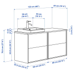 Тумба для ванной  - ÄNGSJÖN / BACKSJÖN/АNGSJОN / BACKSJОN IKEA/ЭНГСЬЕН/БЭКСЬЕН ИКЕА, 71х122 см, белый/под беленый дуб