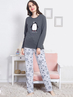 Оригинальная женская пижама с пингвинчиком (Размер: L) (Цвет: темно-серый)