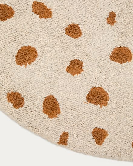 Круглый ковёр Tandani из бежевого хлопка с рисунком гепарда, Ø 100 см