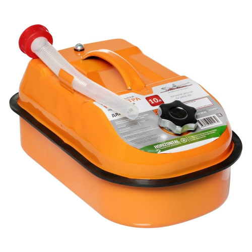 Канистра 10 л для бензина,топлива,горючего металлическая горизонтальная с винтовой крышкой / для автомобиля AIRLINE