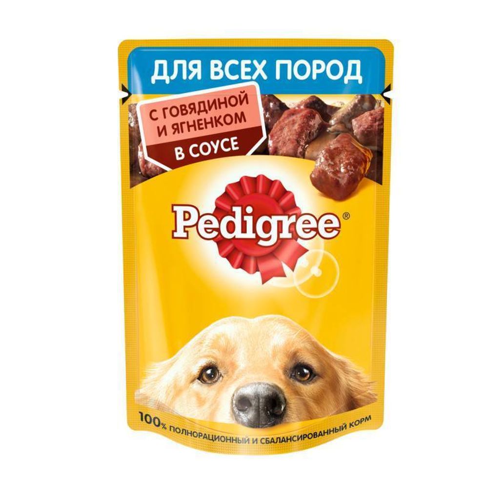 Влажный корм Pedigree для взрослых собак, с говядиной и ягненком в соусе, 85 г