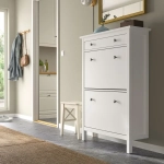 Обувница 2 отделения с ящиком КАНТРИ (IKEA HEMNES), 89х30х127 см, белая