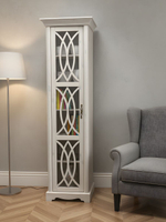 Шкаф витрина, 55х40х195, Вера, стеклянная, сервант, в гостиную и кухню, массив сосны, белый, Dipriz