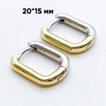 Ювелирные швензы Конго, родиевое покрытие и позолота (биколор), размер 20*15 мм, цена за пару