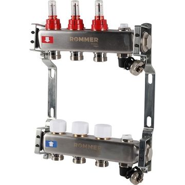 Коллектор Rommer 1"x3/4" на 3 контура с расходомерами и запорными клапанами RMS-1201-000003