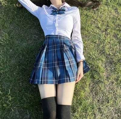 Костюм школьницы ROSYLAND One Size (42-46) (Цвет: синий с белым)