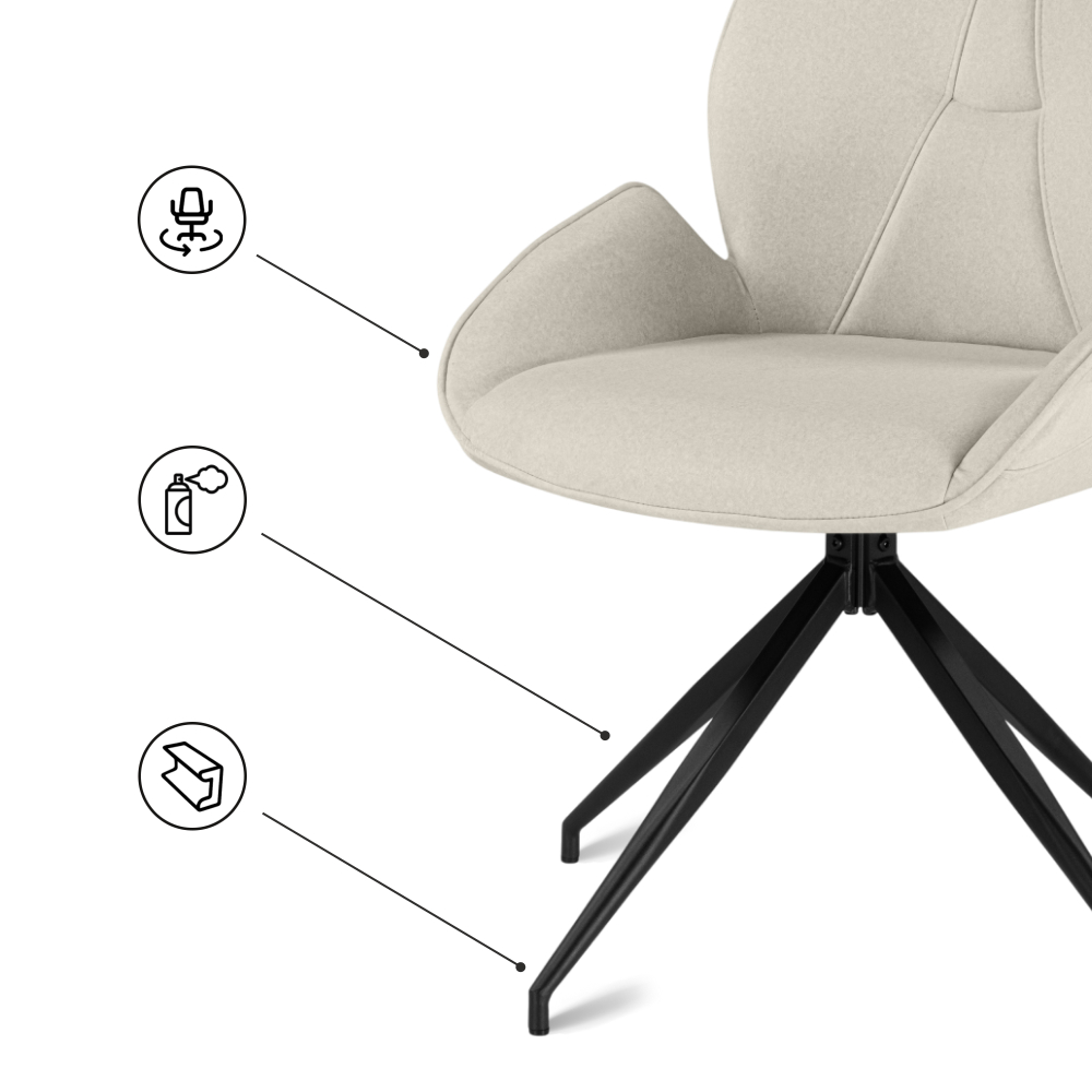 Стул на металлокаркасе Woodville Miranda 360 крутящийся beige, black, ножки черные