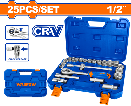 Набор головок с трещоткой 1/2" 25 шт (4) WADFOW WST2D25