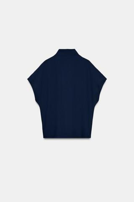 ZARA РУБАШКА С КОНТРАСТНЫМИ ПУГОВИЦАМИ, МОРСКОЙ СИНИЙ
