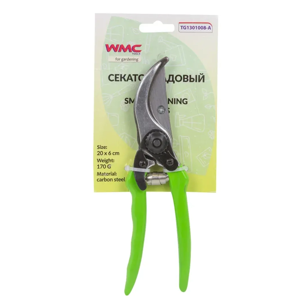 Секатор садовый с боковой фиксацией (L-210мм),в блистере WMC TOOLS WMC-TG1301008-A