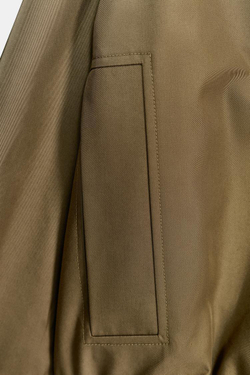 ZARA СТЕГАНОЕ ПАЛЬТО С ВОРОТНИКОМ ИЗ ИСКУССТВЕННОГО МЕХА — ZW COLLECTION, СВЕТЛЫЙ ХАКИ