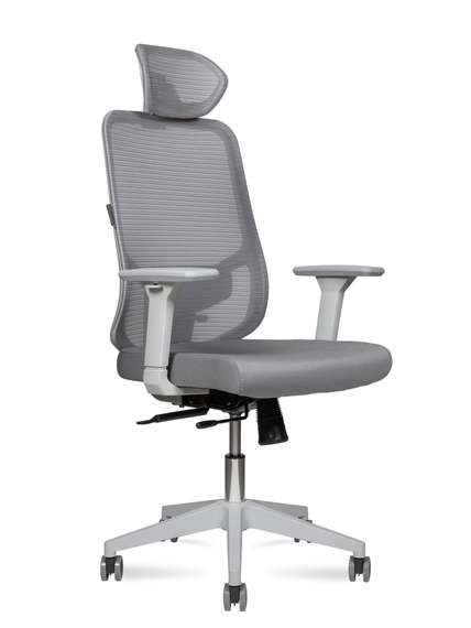 Кресло офисное Норден / Бэст грэй / Best grey / серый пластик / серая сетка / серая ткань