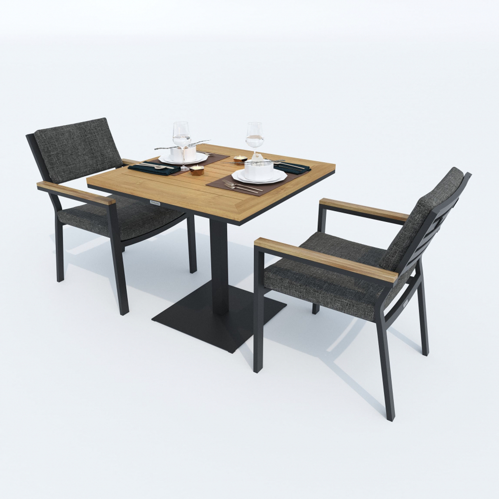 Стол обеденный Ideal Patio ТЕЛЛА алюминий, тик 80x80 см (1 ножка)