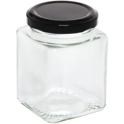 Банка для продуктов стеклянная 200 мл с винтовой крышкой, квадратная