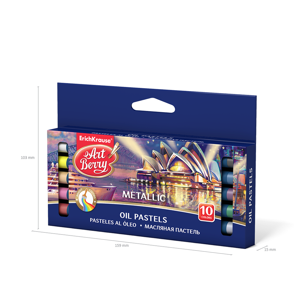 Пастель масляная Erich Krause 10 цветов, картонная упаковка, европодвес, "Metallik"
