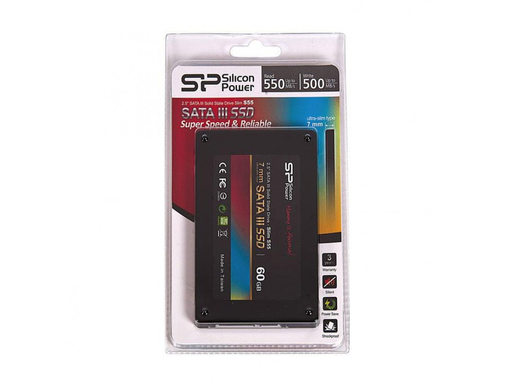 Твердый накопитель SSD SILICON power 2.5*Slim S55 60Gb
