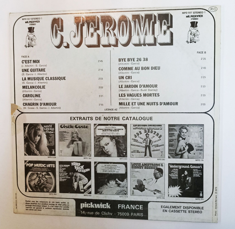 Винтажная виниловая пластинка LP C.Jerome CEst Moi (France 1975)