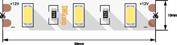 Светодиодная лента SWG 12W/m 60Led/m 5630SMD теплый белый 5M SWG660-12-12-WW-M 009714