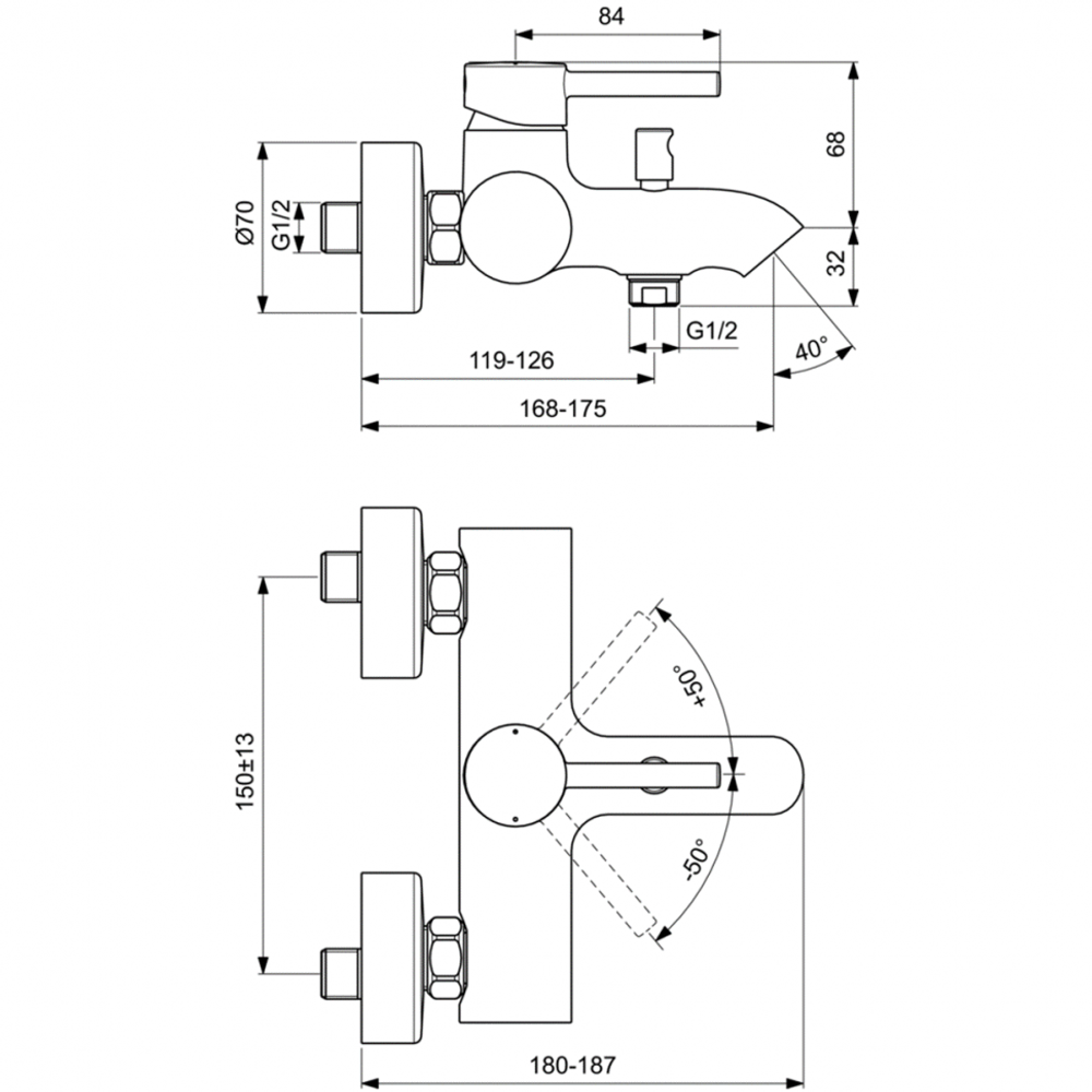 Смеситель Ideal Standard CERALINE BC199AA для ванны/душа