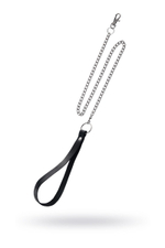 Поводок с ручкой из черной натуральной кожи и карабином для ошейника (Цвет: черный)