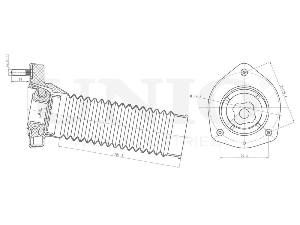 Опора амортизатора задняя левая UNIO RMP-13115