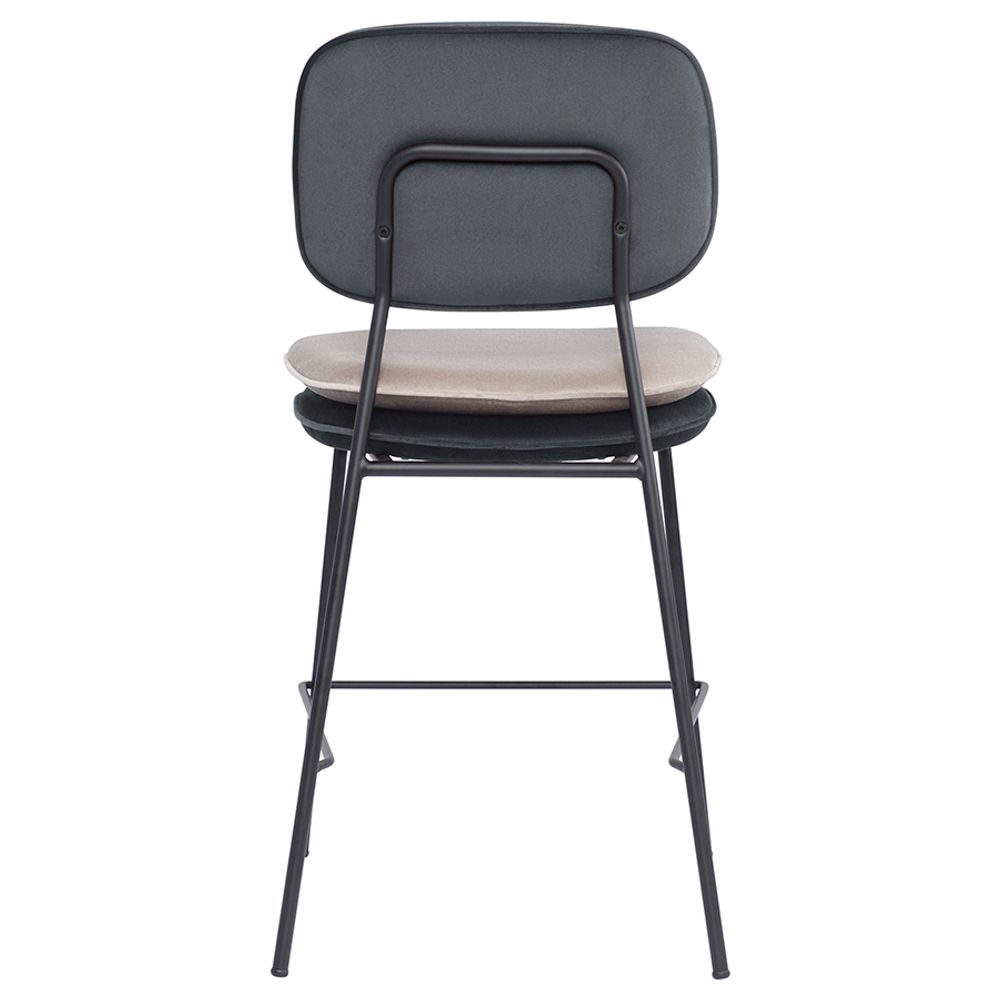 Стул полубарный Pea, велюр, темно-серый/бежевый